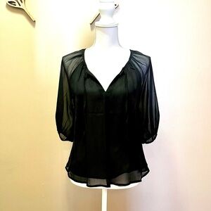 Abercrombie and Fitch Sheer Puff Sleeve Blouse Size Small
